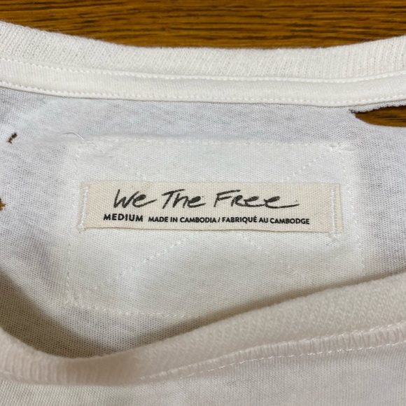 NWT We The Free T Shirt Size M Dani Oversized Distressed Cream Short Sleeve - Picture 5 of 11